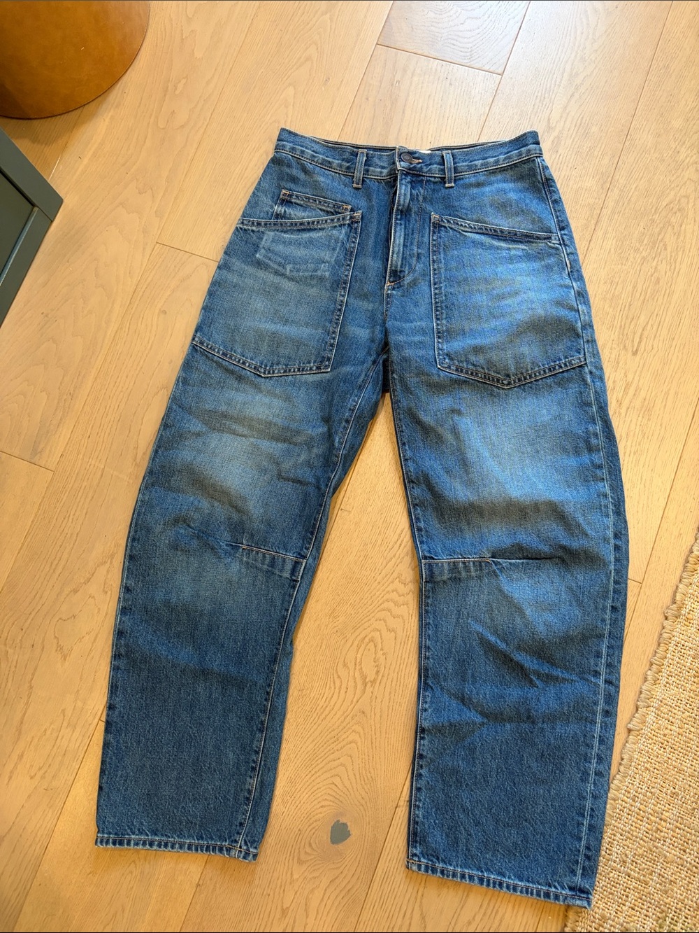Nili Lotan Dark Blue Cropped Patch Pocket Jeans